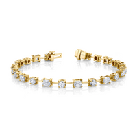 Emerald and Round Cut Wire Set Bracelet