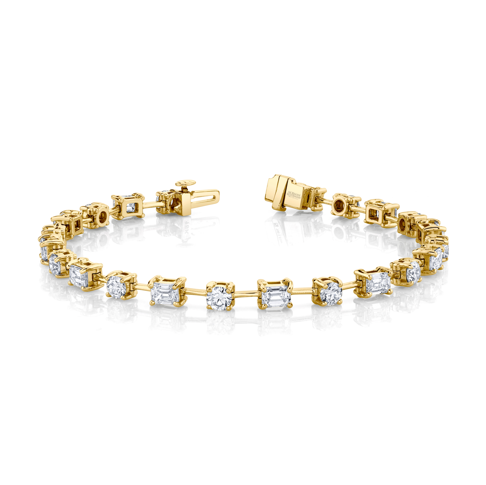 Emerald and Round Cut Wire Set Bracelet