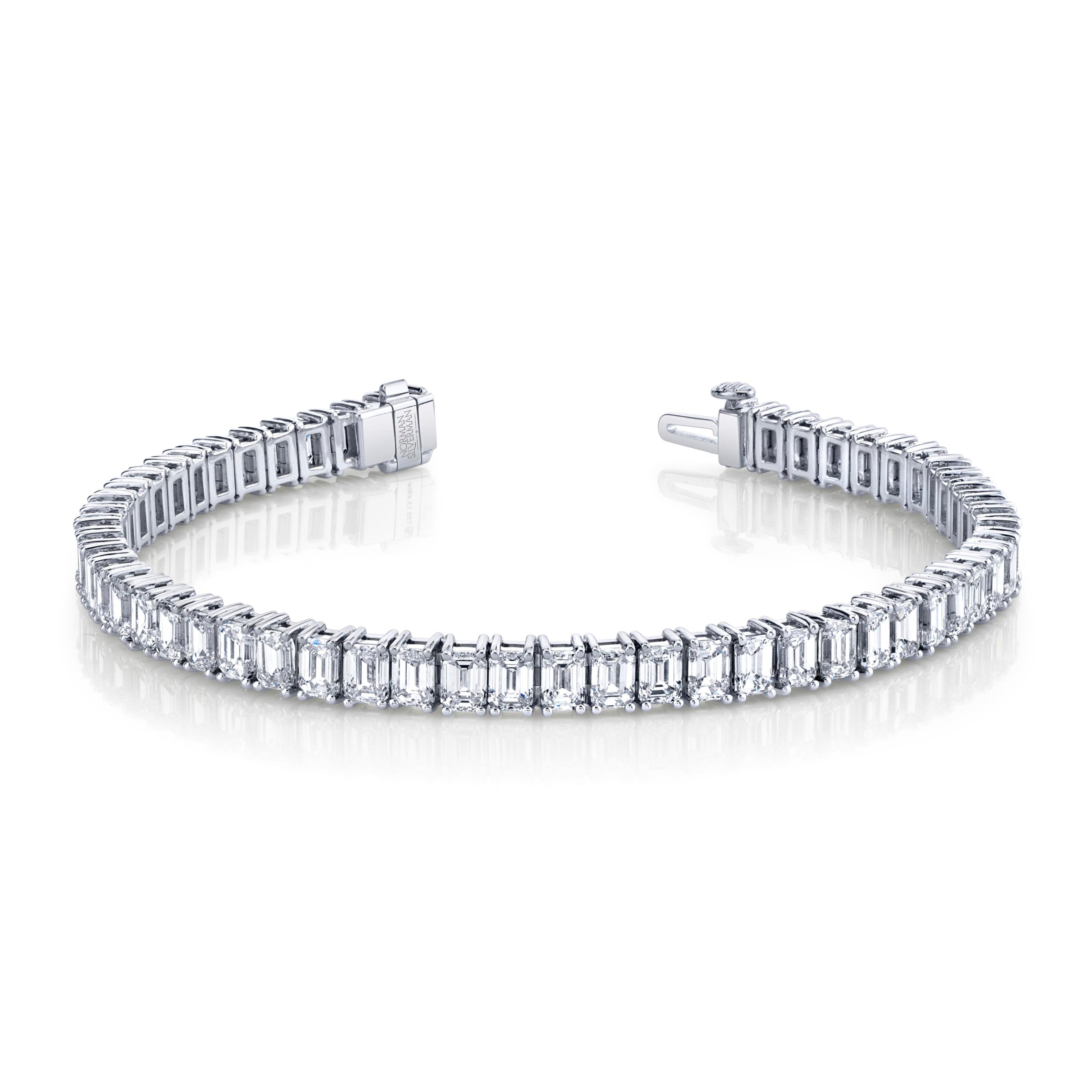 Emerald Cut Diamond Straight Line Bracelet