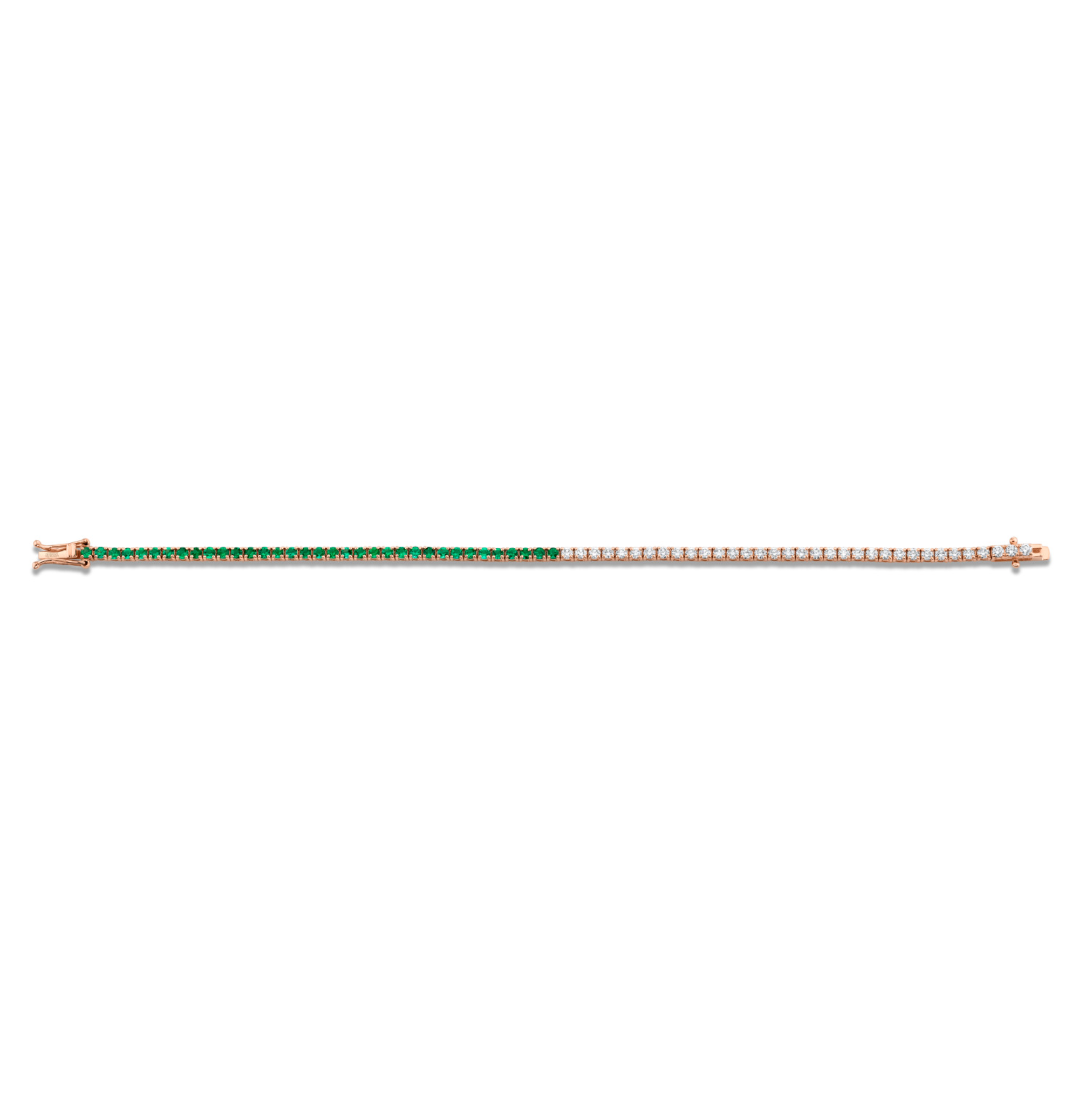 Green Emerald and Diamond Halfway Bracelet