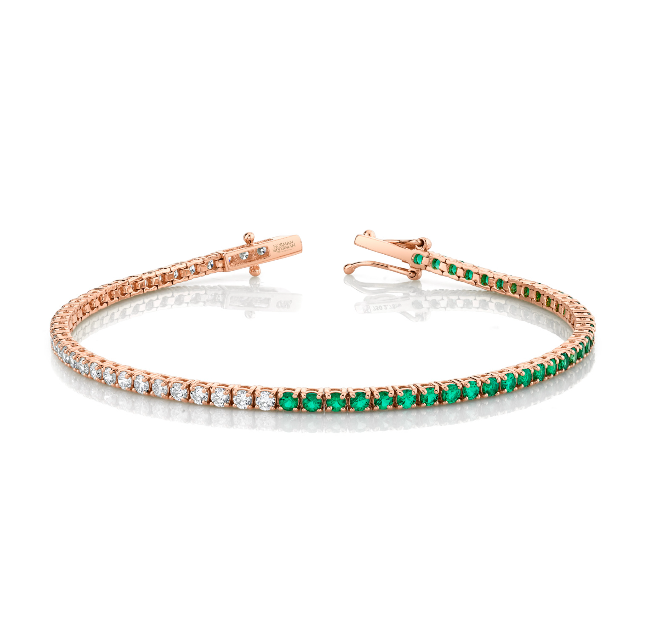 Green Emerald and Diamond Halfway Bracelet