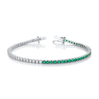 Green Emerald and Diamond Halfway Bracelet