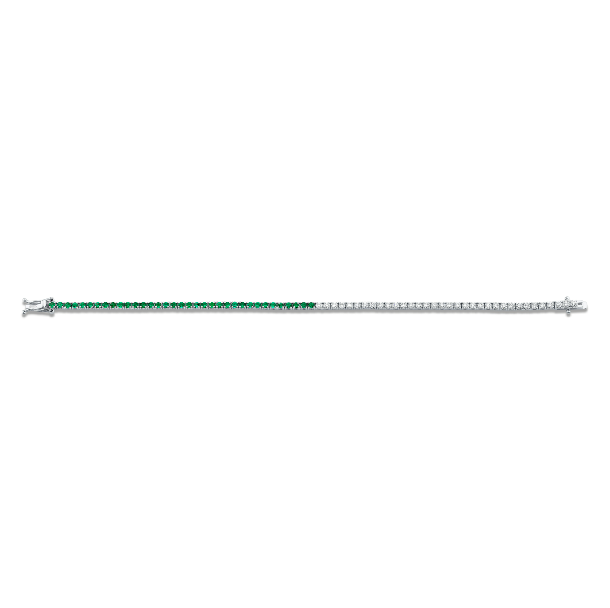 Green Emerald and Diamond Halfway Bracelet