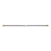 Straight Line Sapphire Bracelet with Oval Diamond Center