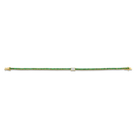 Straight Line Emerald Bracelet with Emerald Cut Diamond Center