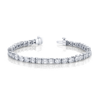 East West Emerald and Oval Diamond Bracelet