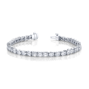 East West Emerald and Oval Diamond Bracelet
