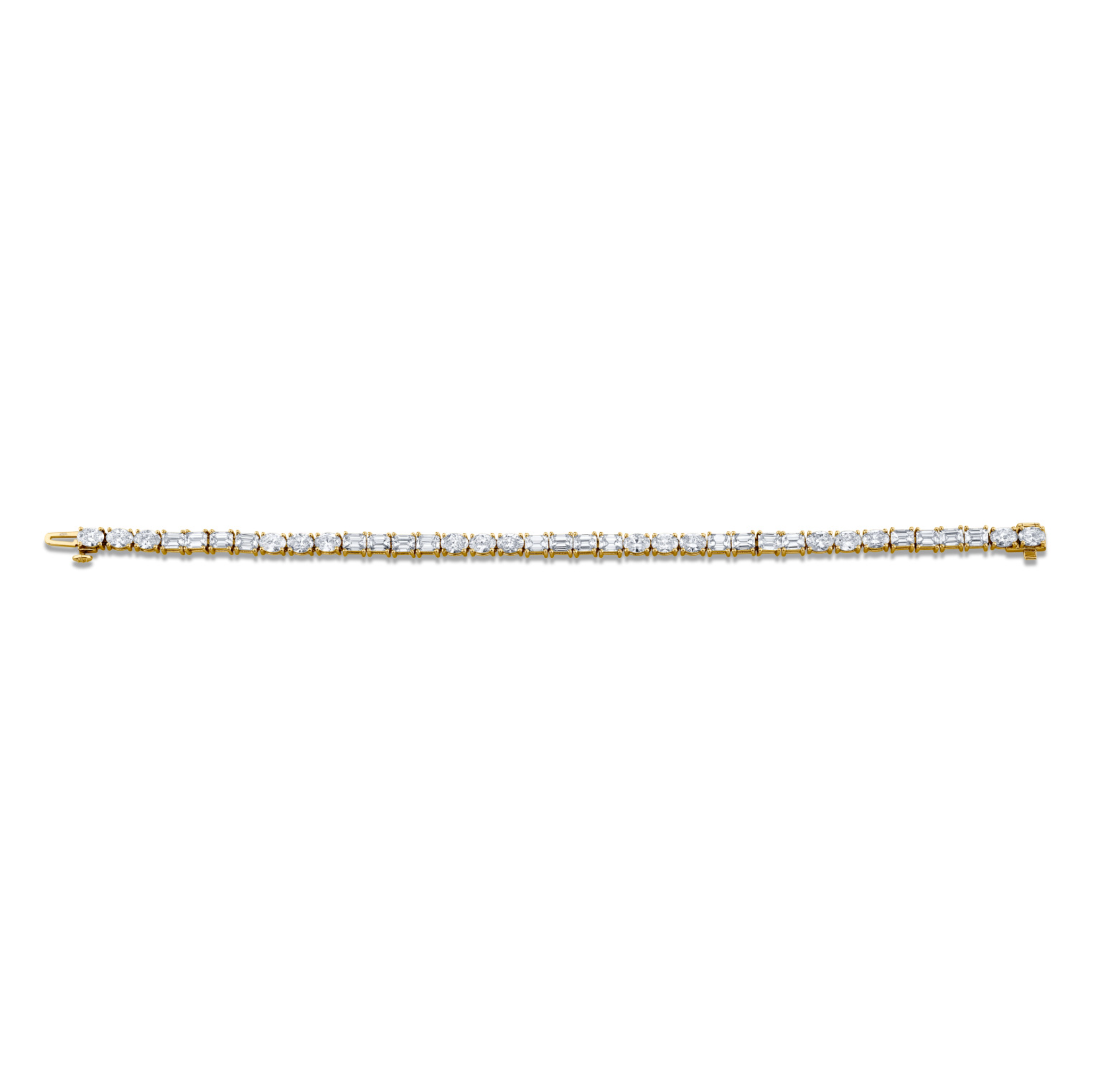 East West Emerald and Oval Diamond Bracelet