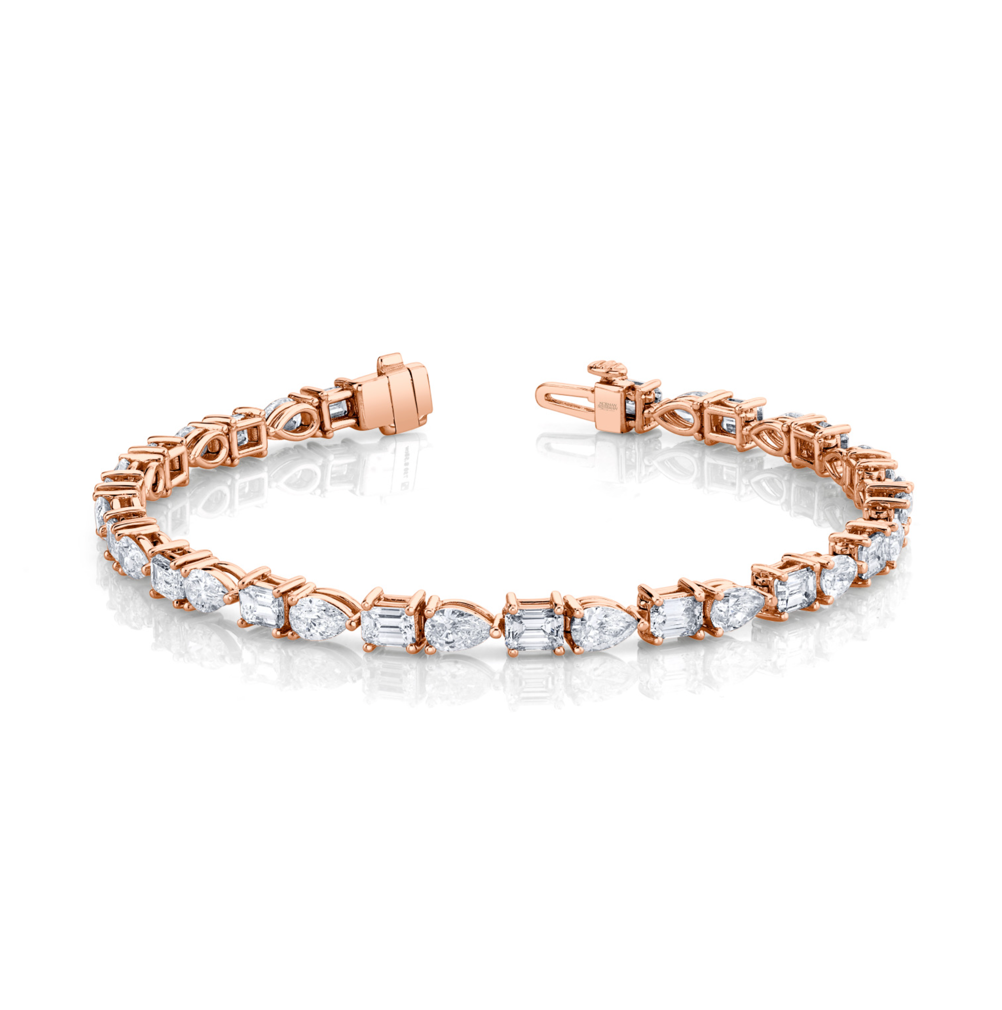 Pear and Emerald Cut Diamond Bracelet