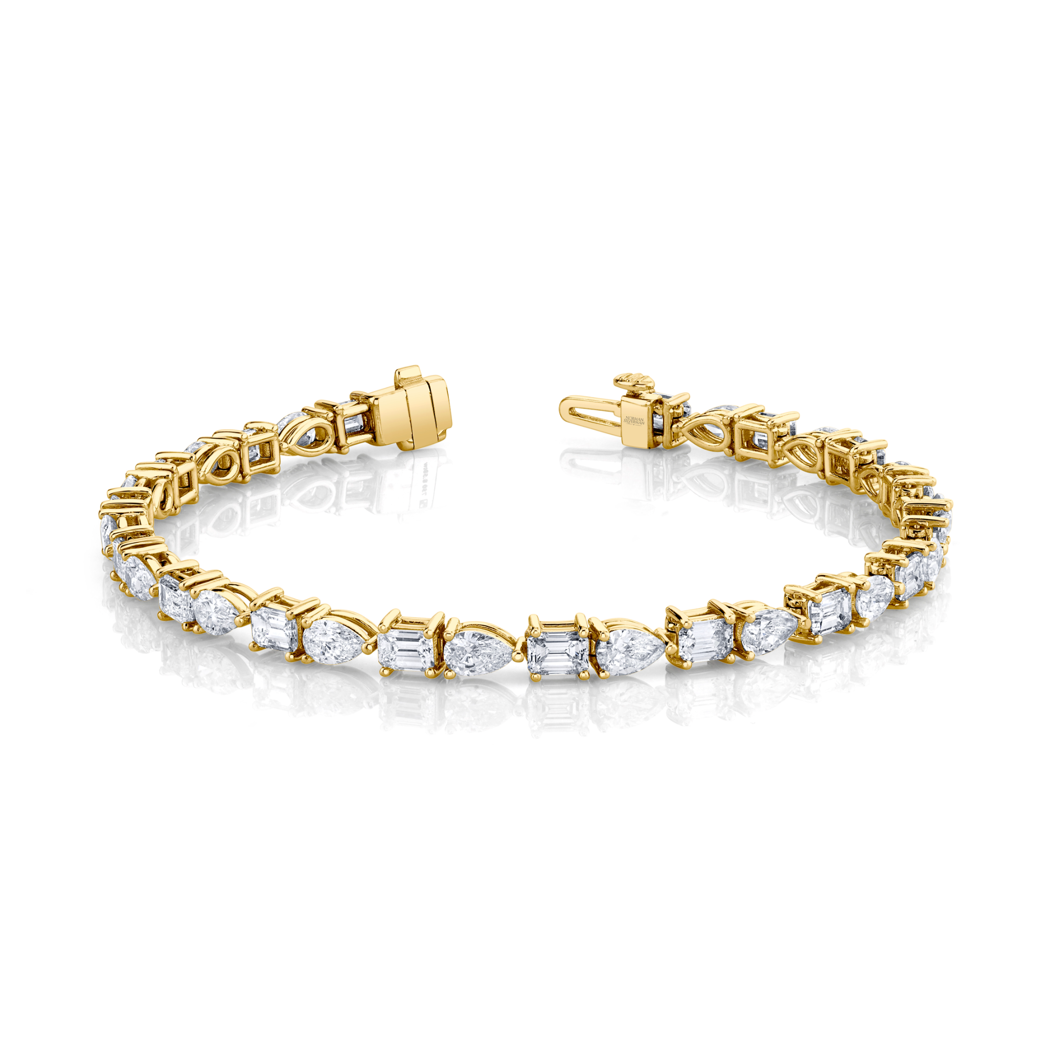 Pear and Emerald Cut Diamond Bracelet