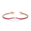 Straight Line Ruby Bracelet with Heart Diamond Center