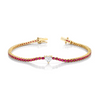 Straight Line Ruby Bracelet with Heart Diamond Center