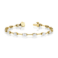 Straight Line Wire Set Bracelet with Marquise Diamonds