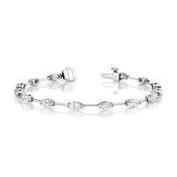 Straight Line Wire Set Bracelet with Marquise Diamonds