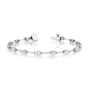 Straight Line Wire Set Bracelet with Marquise Diamonds