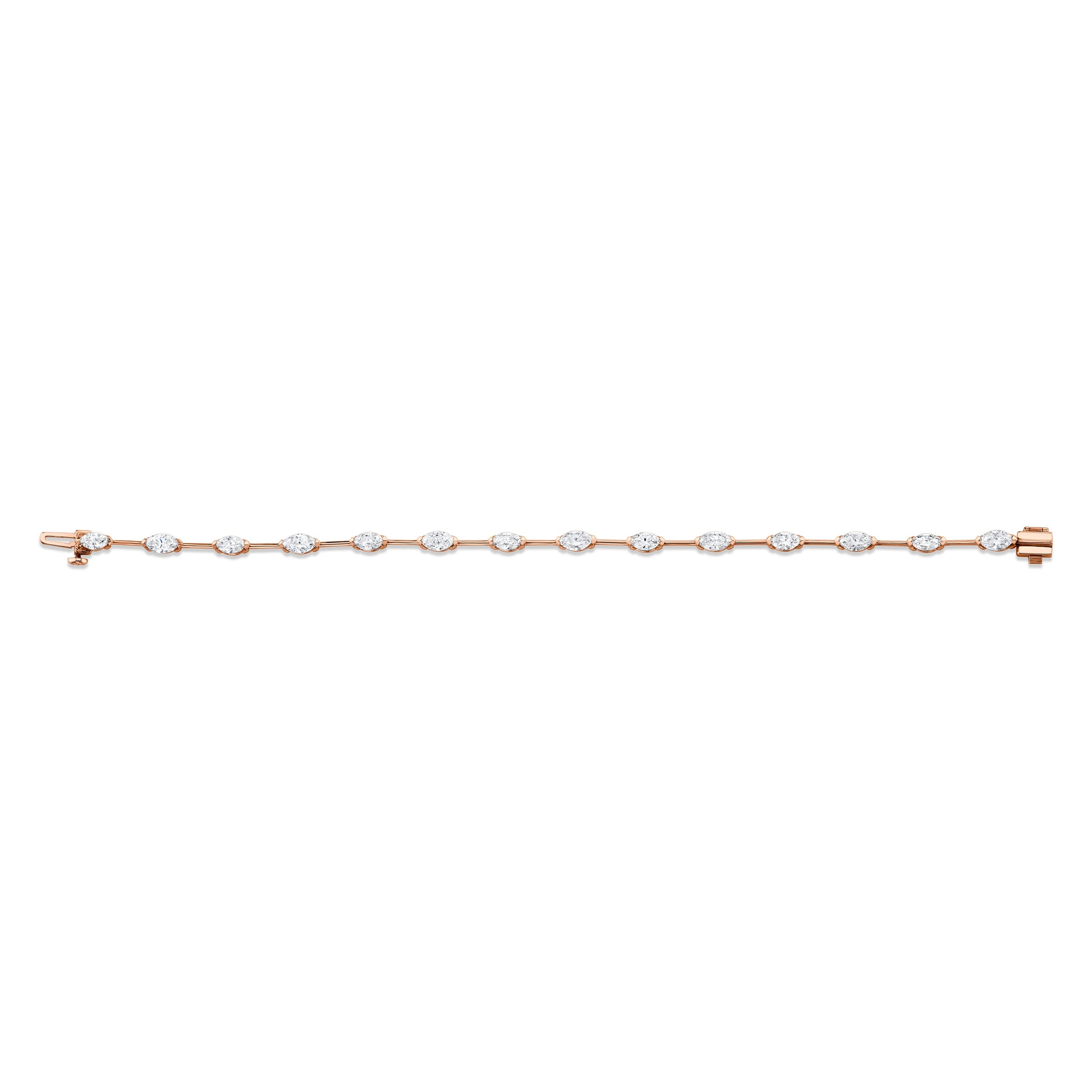 Straight Line Wire Set Bracelet with Marquise Diamonds