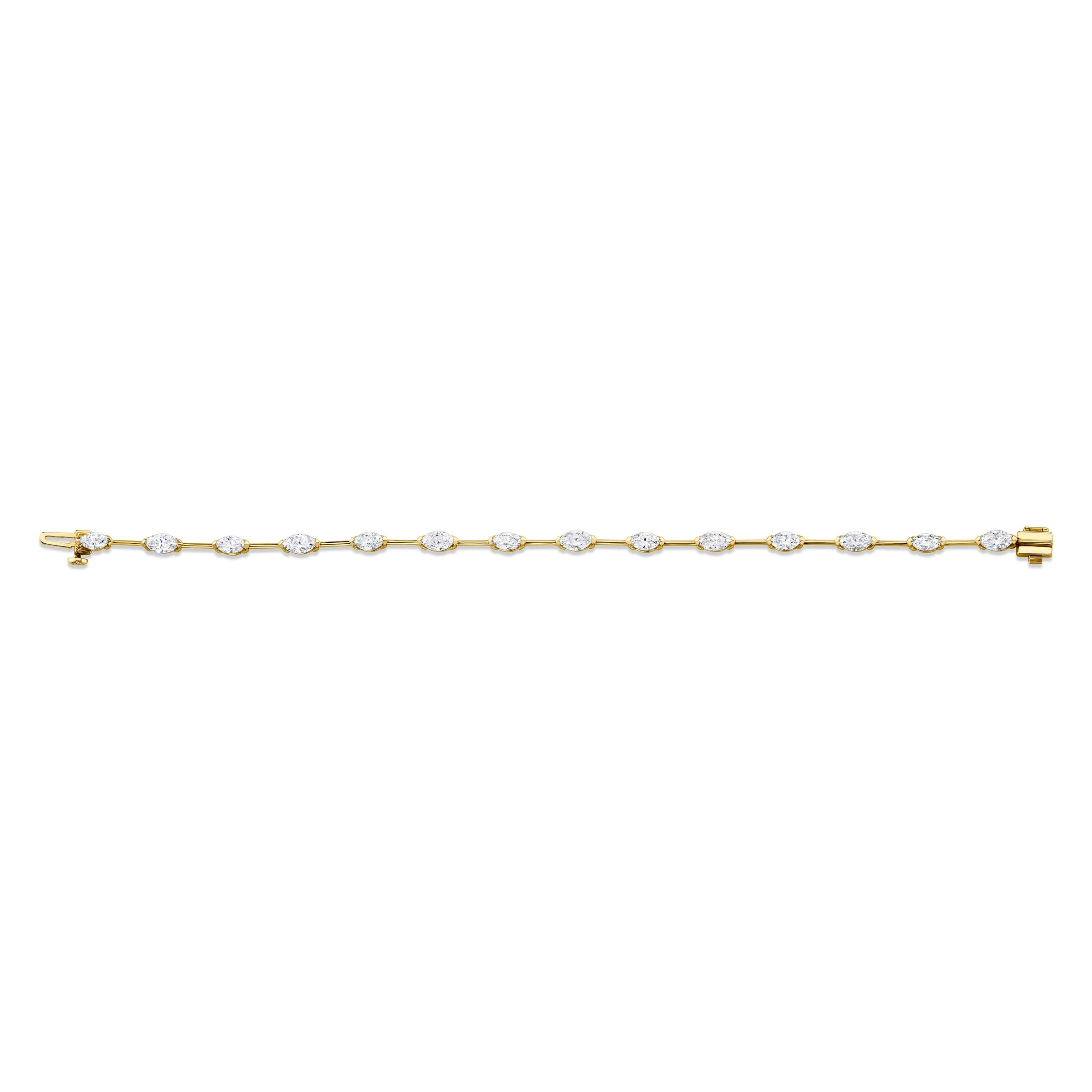 Straight Line Wire Set Bracelet with Marquise Diamonds