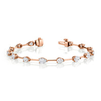 Straight Line Wire Set Bracelet with Pear Diamonds