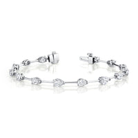 Straight Line Wire Set Bracelet with Pear Diamonds
