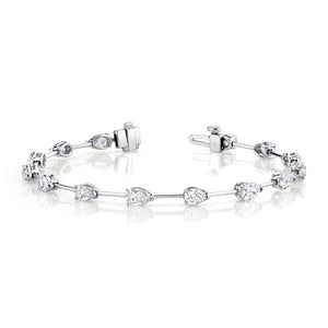 Straight Line Wire Set Bracelet with Pear Diamonds