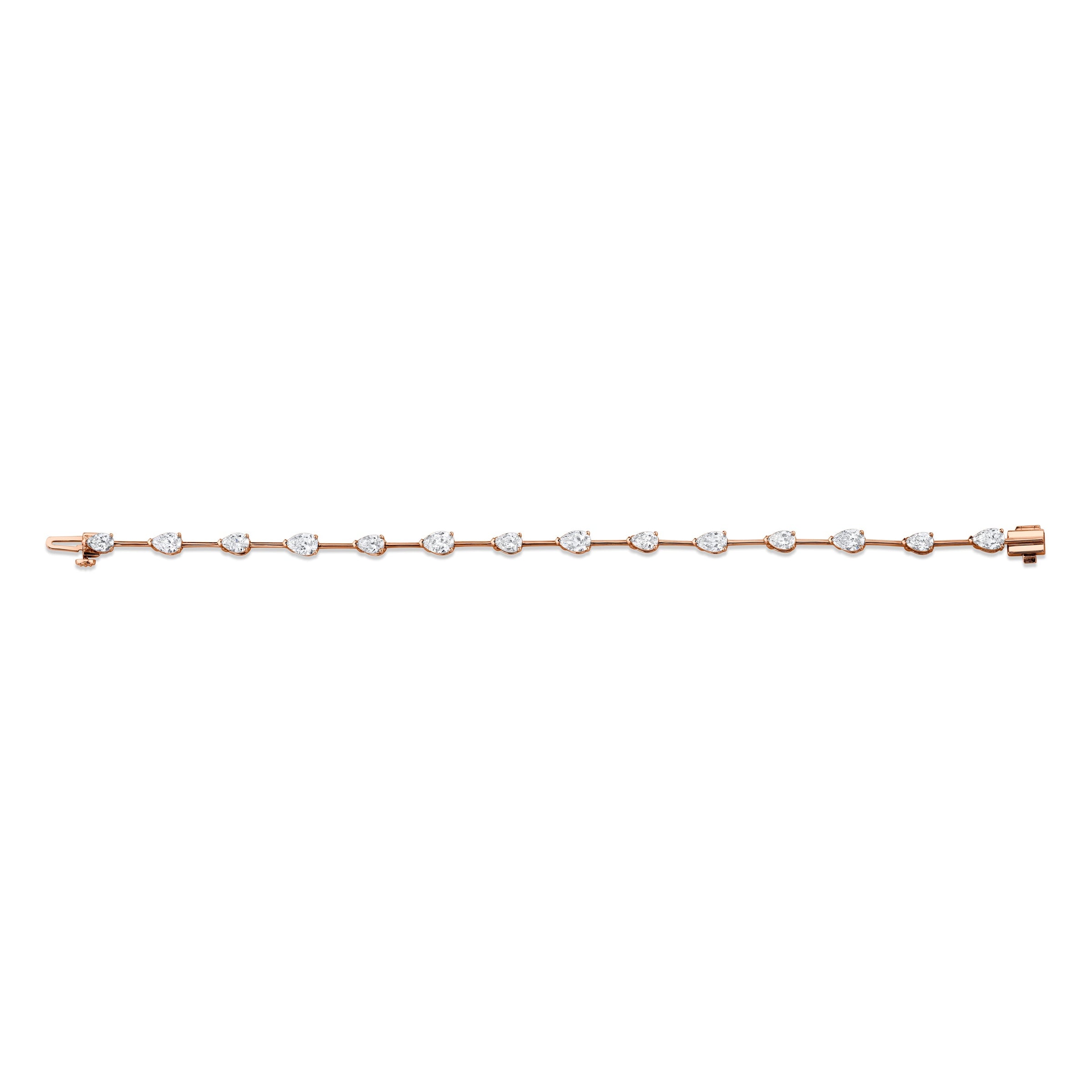 Straight Line Wire Set Bracelet with Pear Diamonds