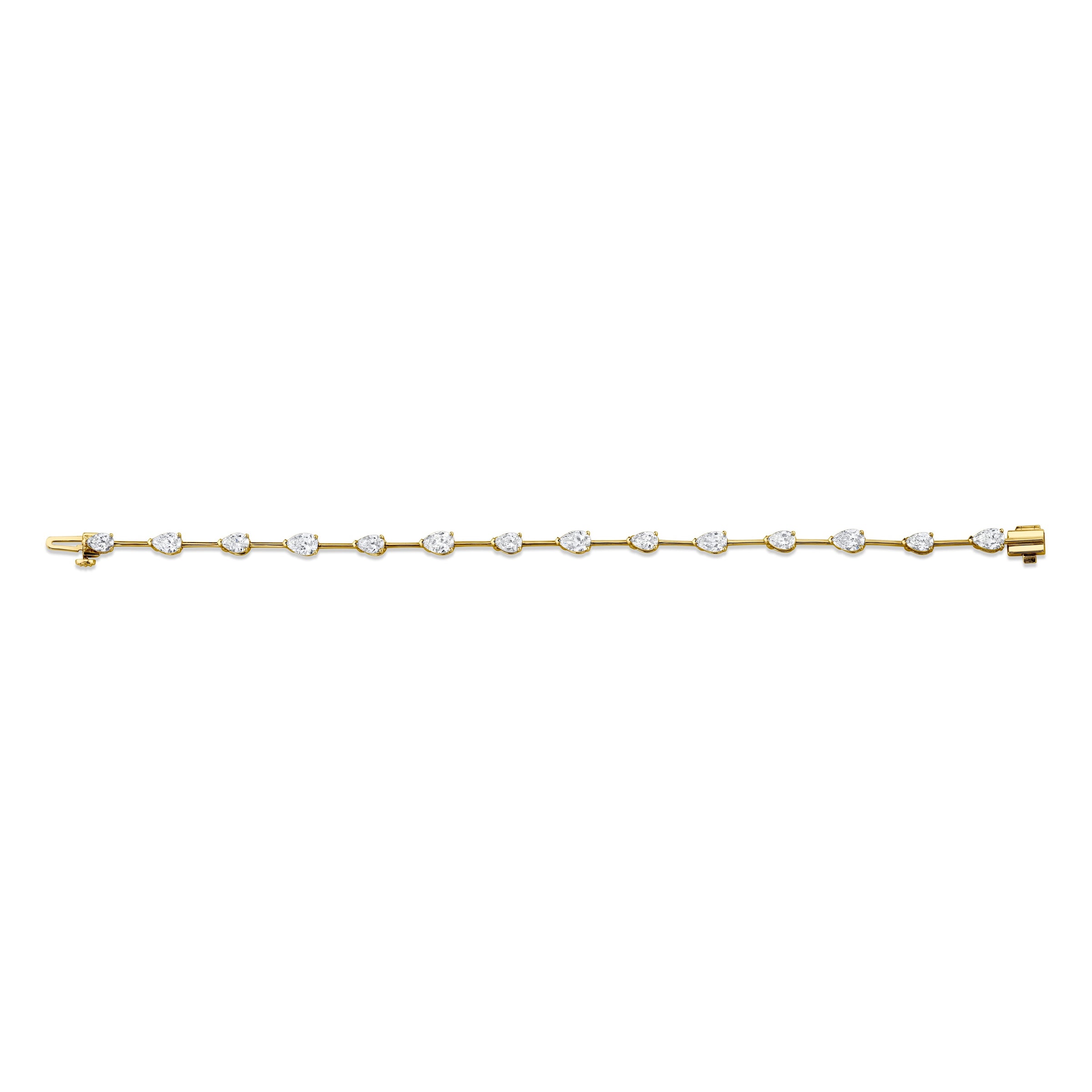 Straight Line Wire Set Bracelet with Pear Diamonds