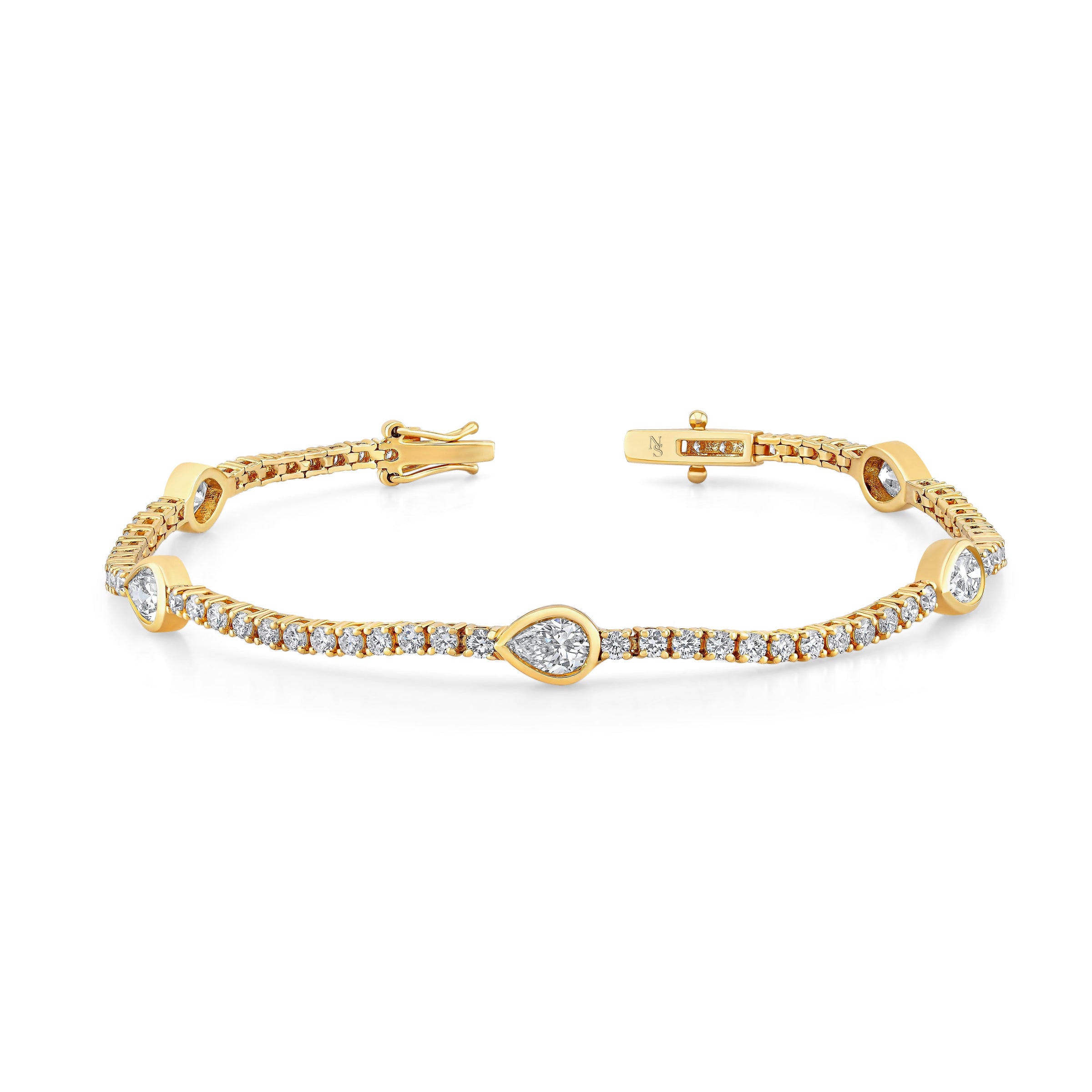 Straight Line Station Bracelet With Pear Accents