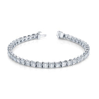 East West Emerald Cut Diamond Straight Line Bracelet