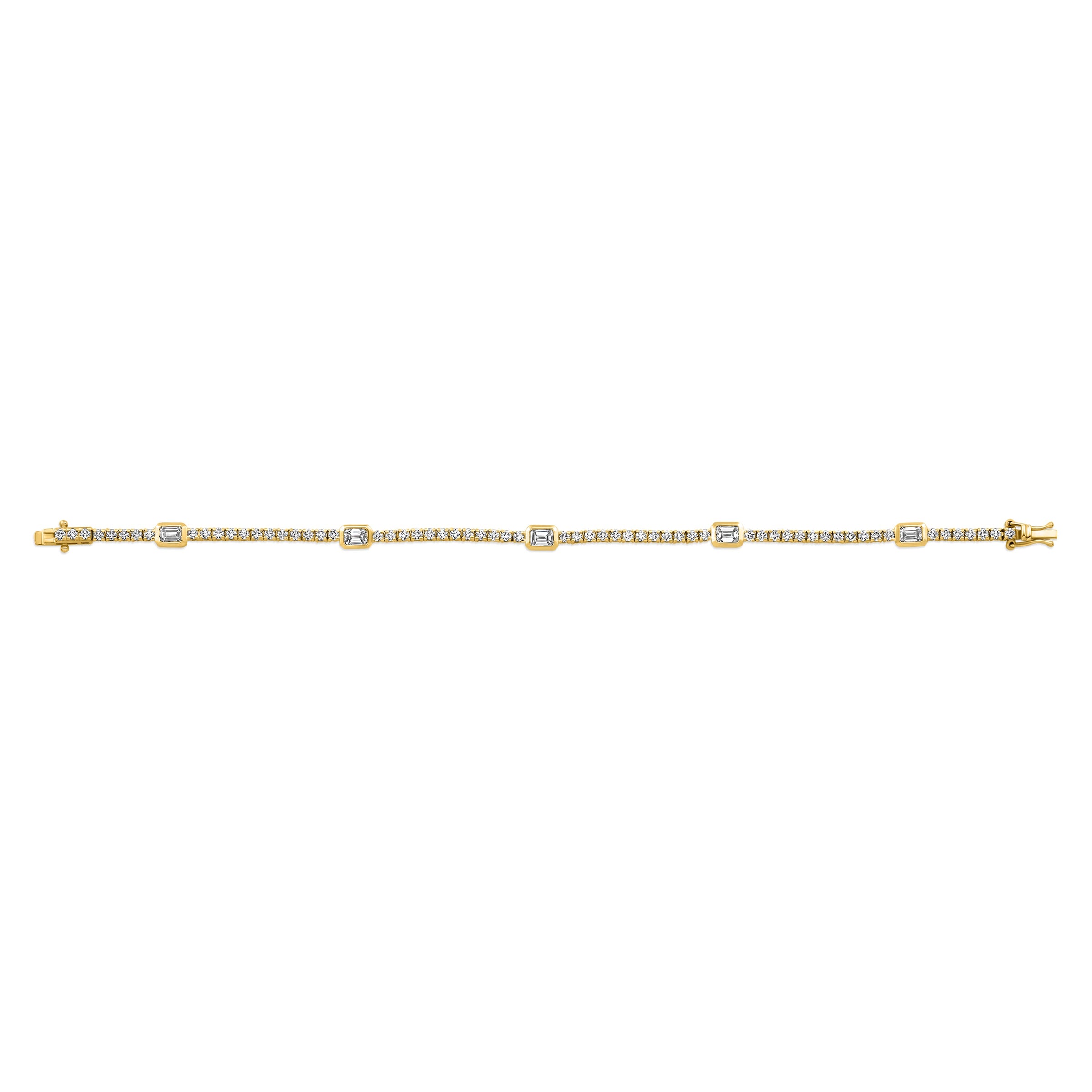 Straight Line Station Bracelet With Emerald Cut Accents