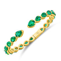 Emerald Pear Shape Hinged Bangle