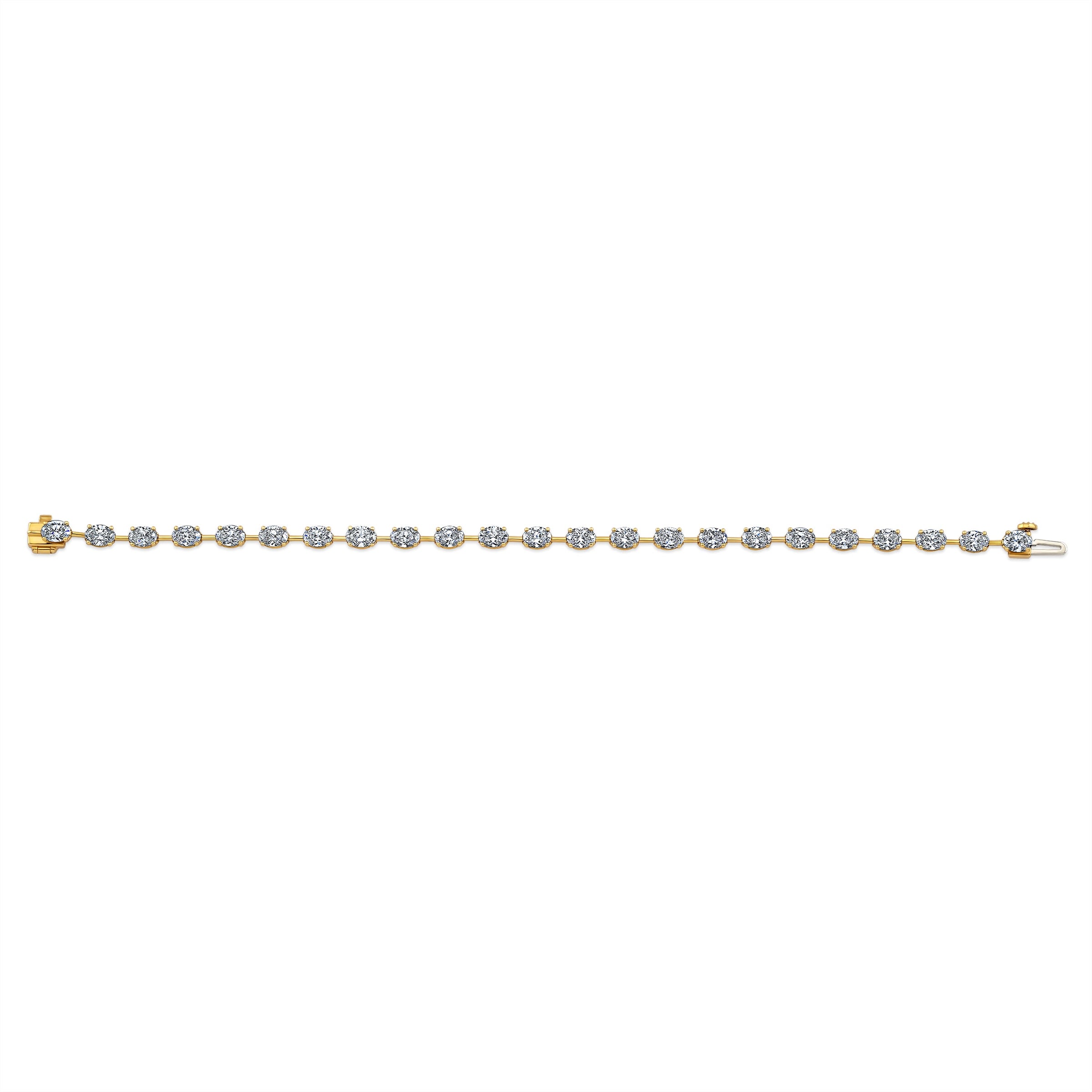 Straight Line Wire Set Bracelet with Oval Diamonds