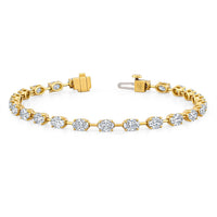 Straight Line Wire Set Bracelet with Oval Diamonds