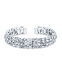 Triple Row Emerald Cut Diamond Cuff Bracelet