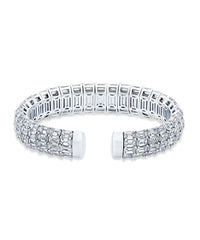 Triple Row Emerald Cut Diamond Cuff Bracelet