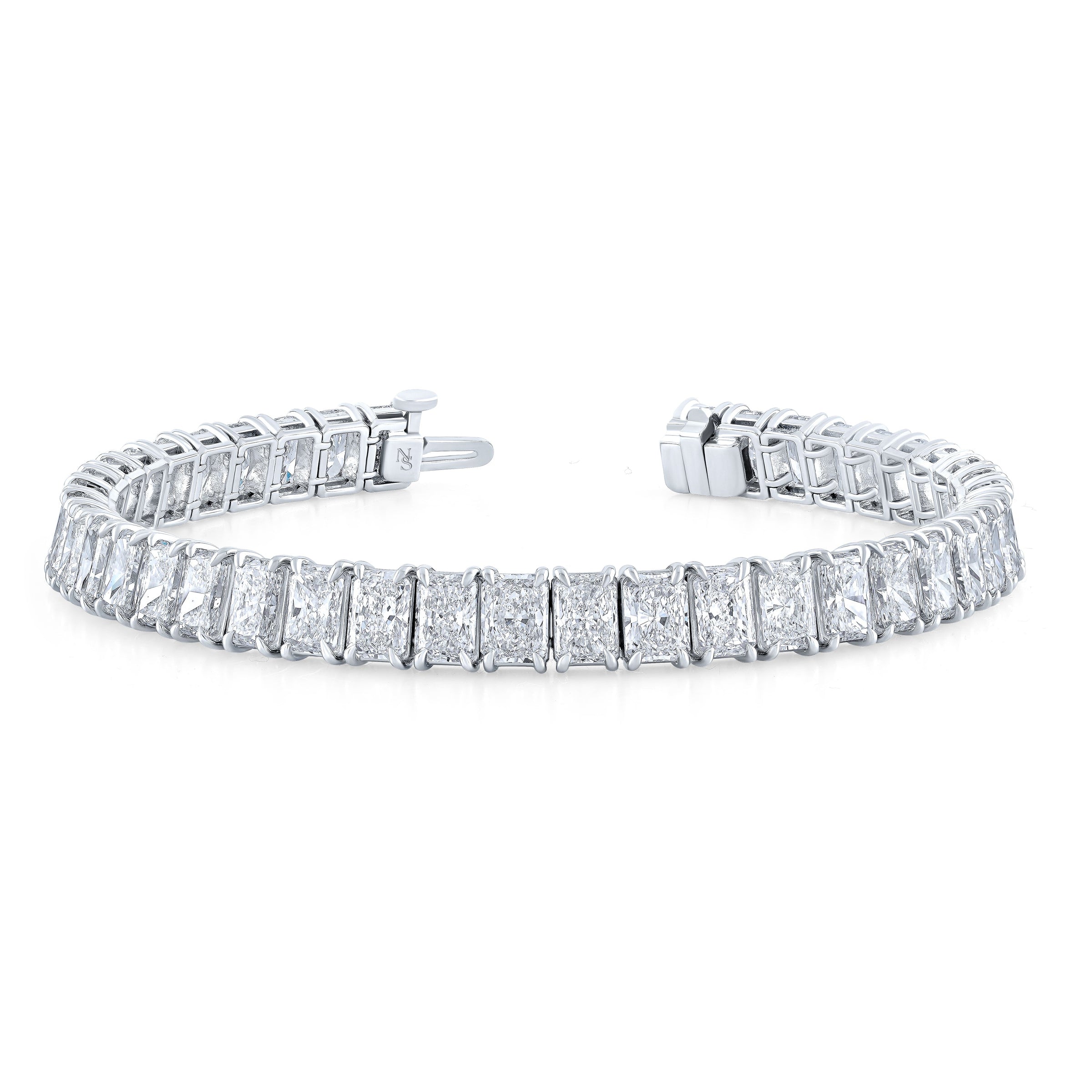 Double Row Radiant Diamond Straight Line Bracelet