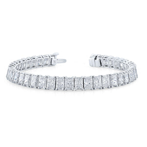 Double Row Radiant Diamond Straight Line Bracelet