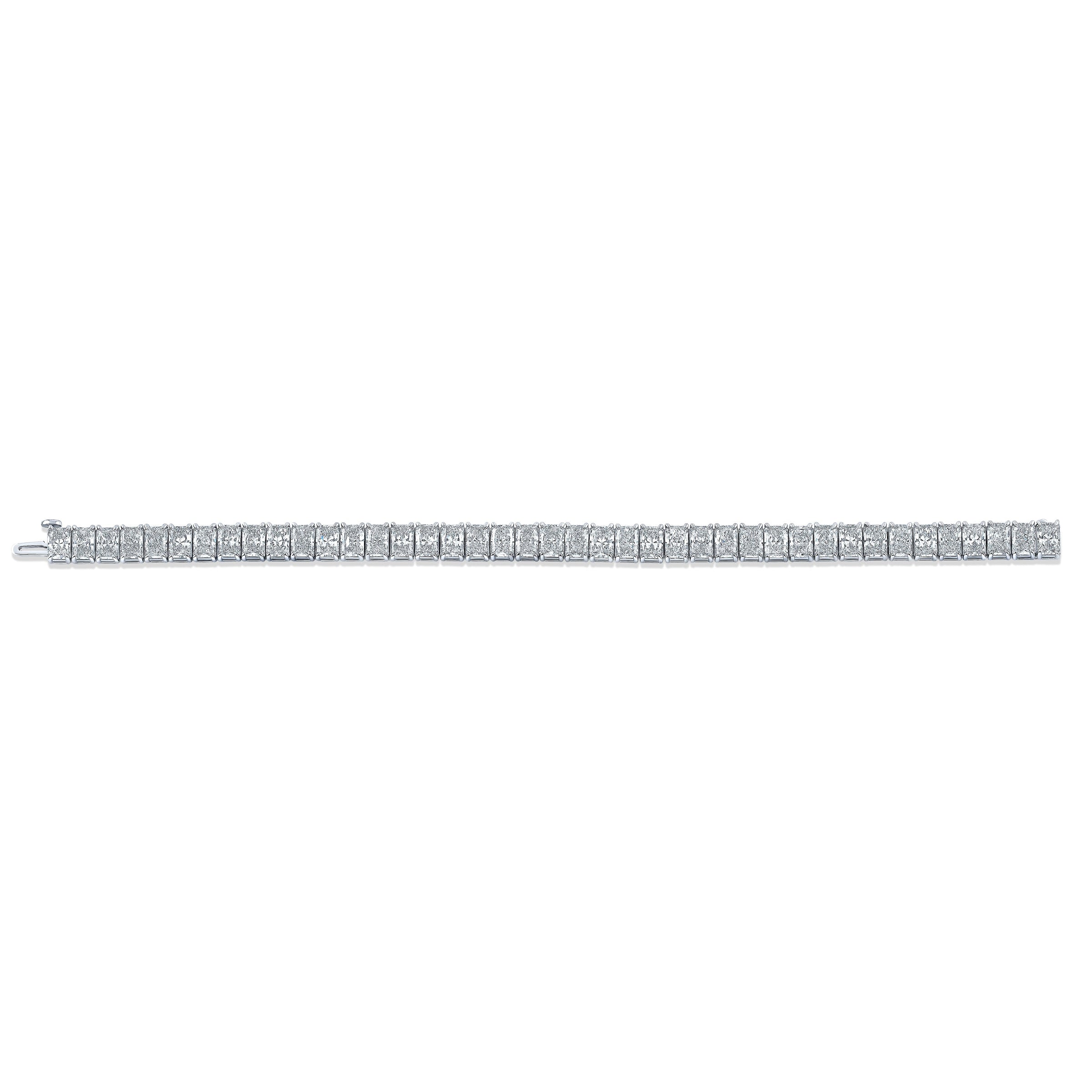 Double Row Radiant Diamond Straight Line Bracelet