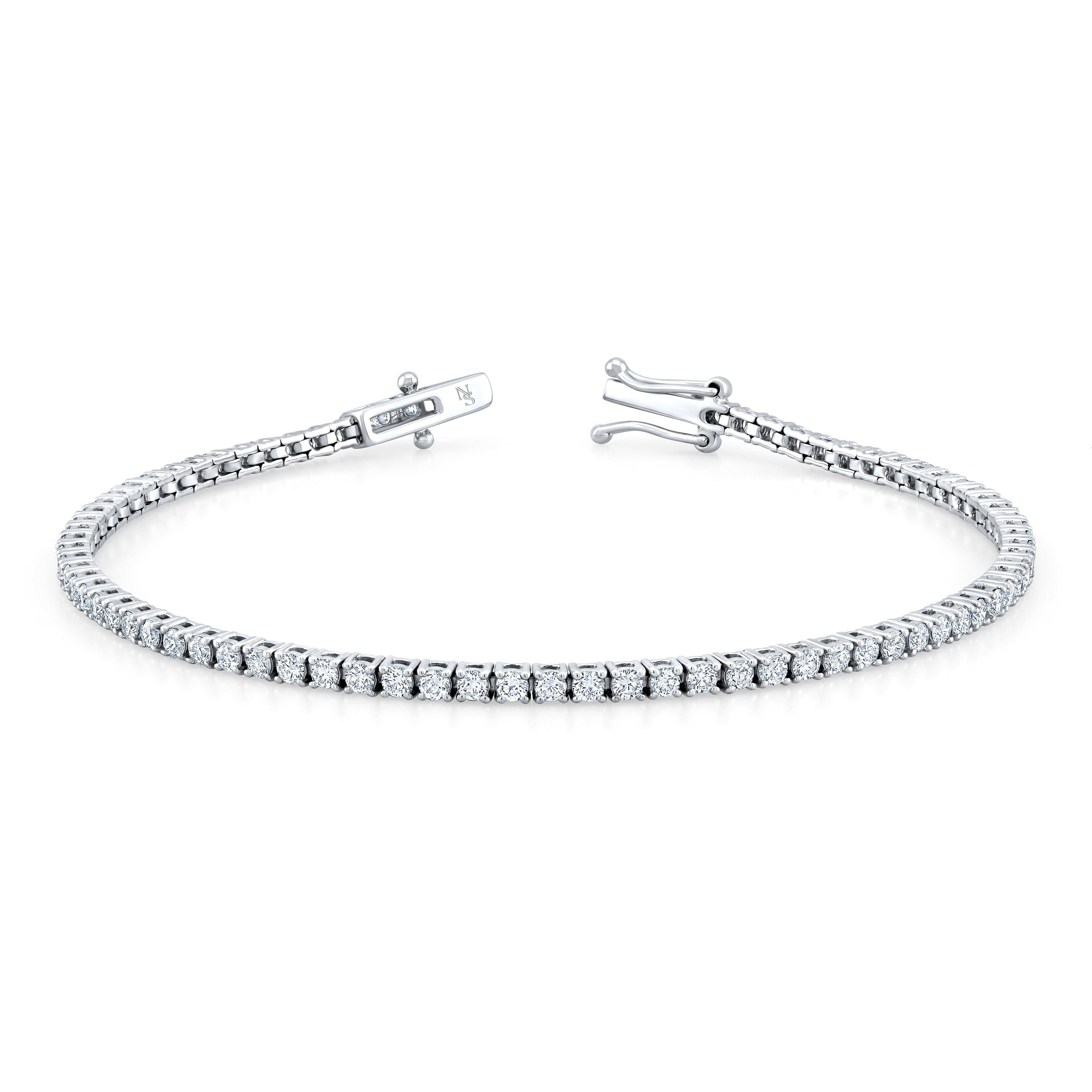 Signature Round Diamond Tennis Bracelet - MULTIPLE SIZES - White Gold