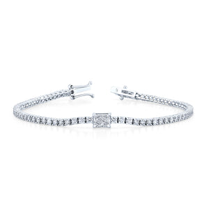 Straight Line Diamond Bracelet with Radiant Center