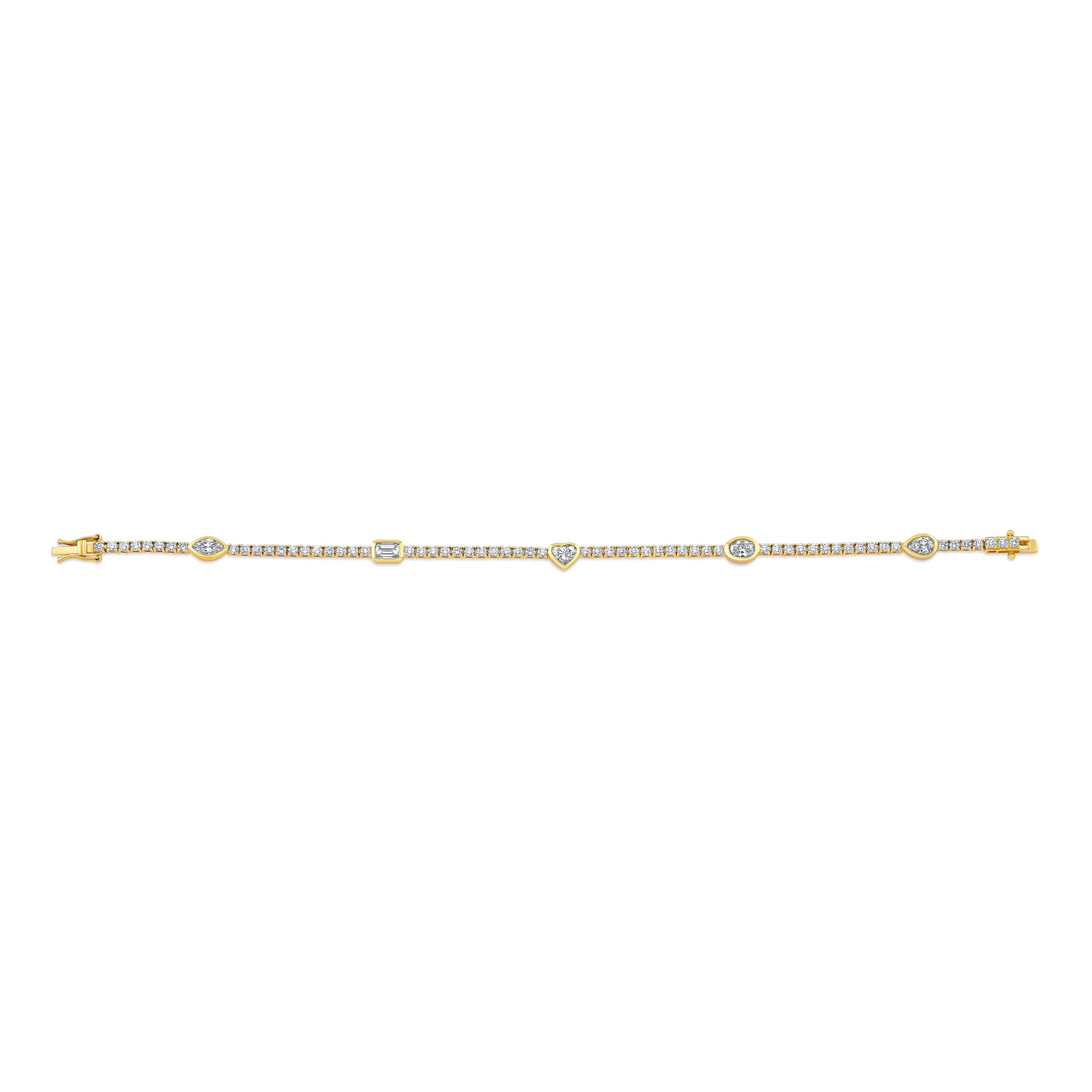 Straight Line Station Bracelet With Mixed Shape Accents