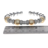 Golden Pearl and Diamond Cuff Bracelet