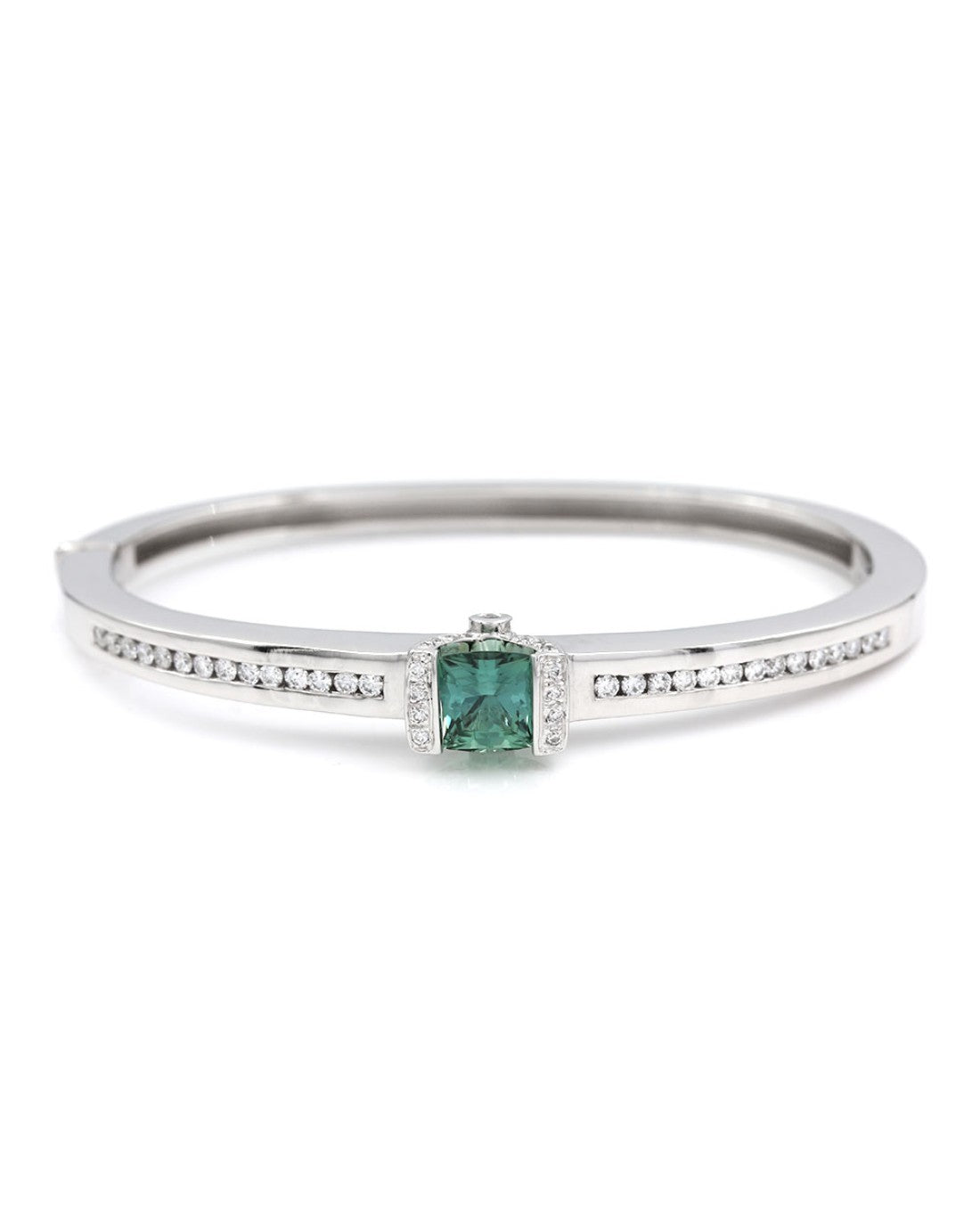 Pariba Tourmaline and Diamond Bangle Bracelet in Gold