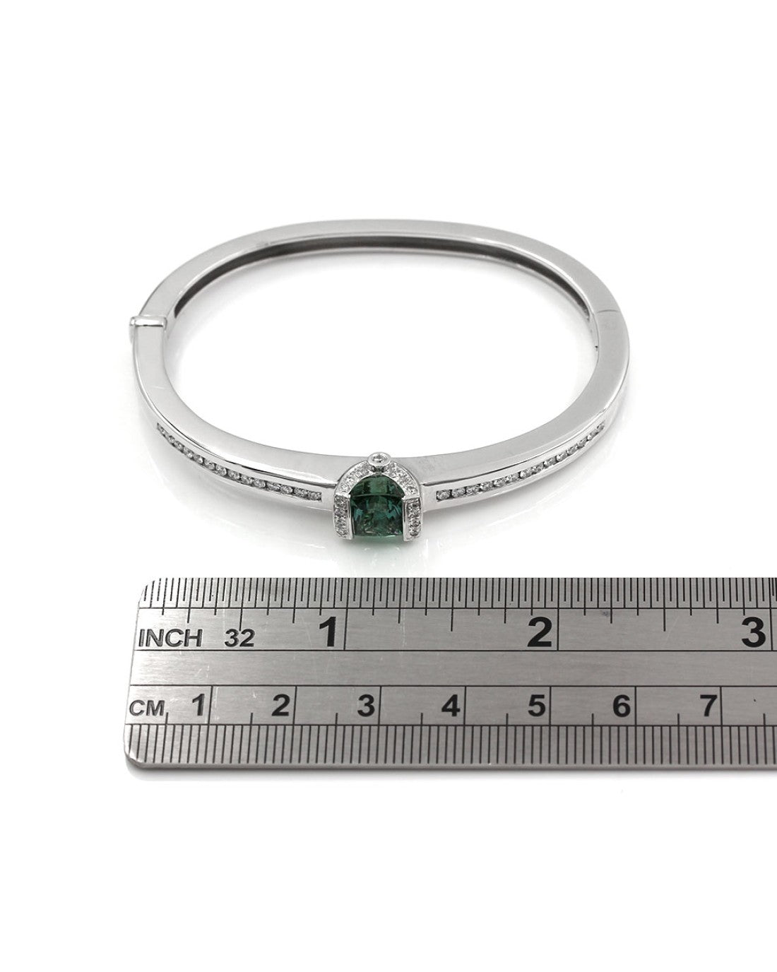 Pariba Tourmaline and Diamond Bangle Bracelet in Gold