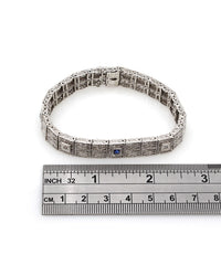 Synthetic Sapphire and Diamond Filigree Bracelet in Gold