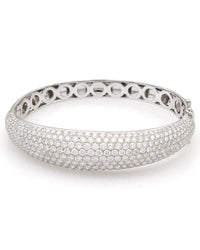 Diamond Pave Dome Bangle Bracelet in Gold