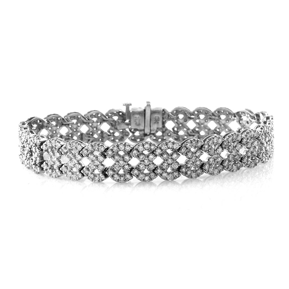 Woven Pave Diamond Articulating Bracelet in 14K White Gold