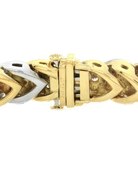 Pave Diamond Bracelet with Chevoron Design in 18K Yellow Gold and Platinum