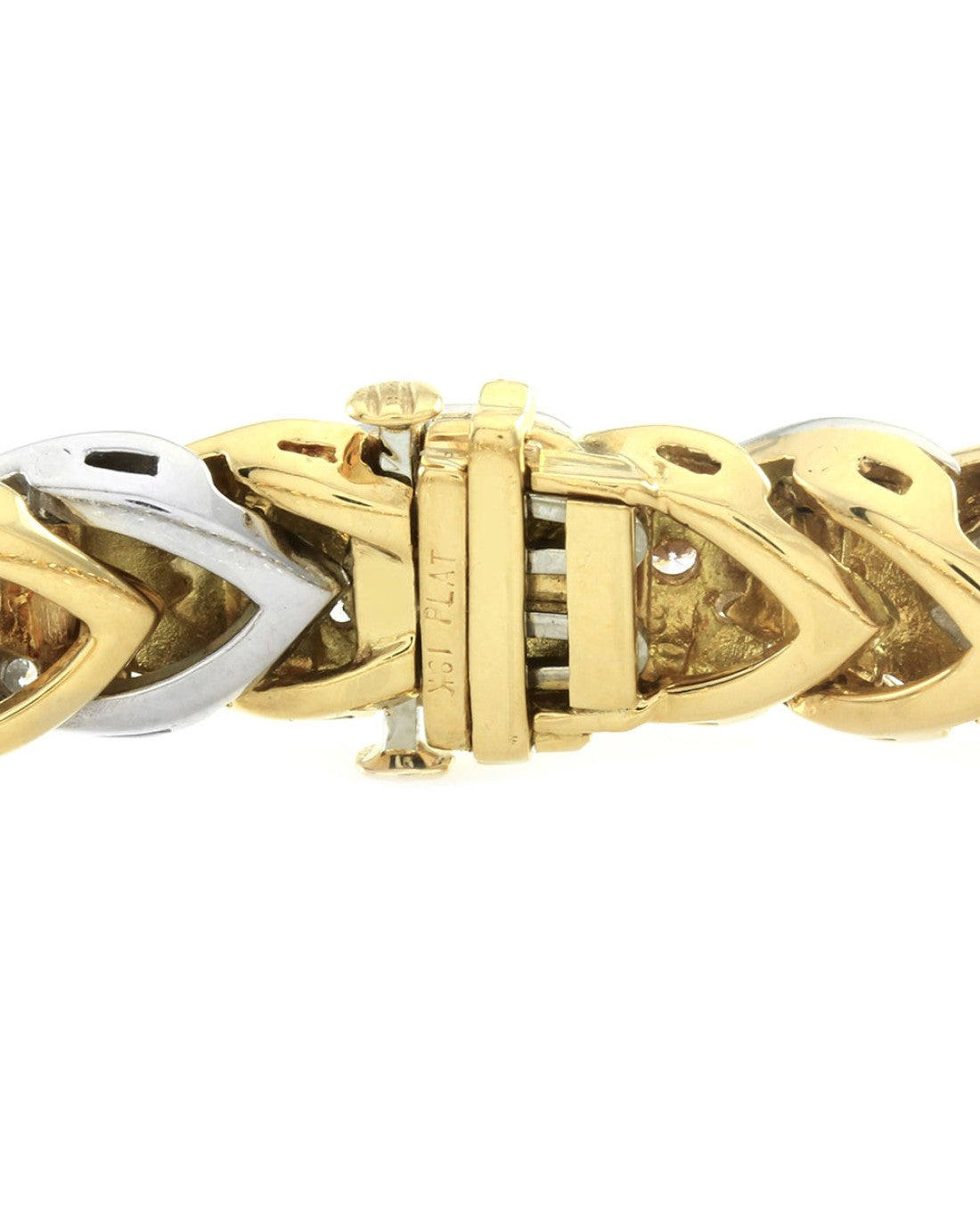 Pave Diamond Bracelet with Chevoron Design in 18K Yellow Gold and Platinum