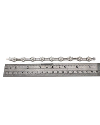 Alternating Diamond Flower and Rectangular Link Bracelet