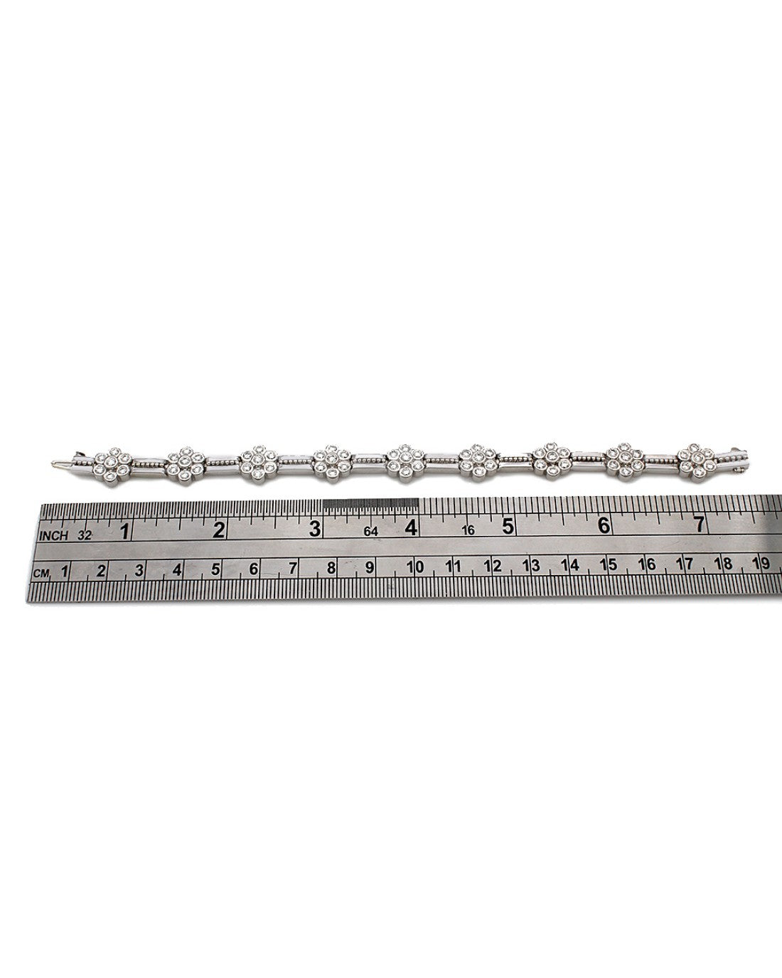 Alternating Diamond Flower and Rectangular Link Bracelet